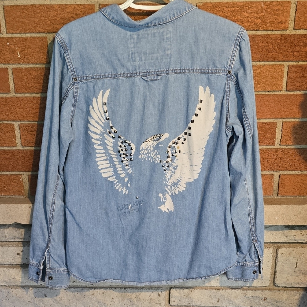 Vintage Harley-Davidson black label Blue Denim Button Down Shirt